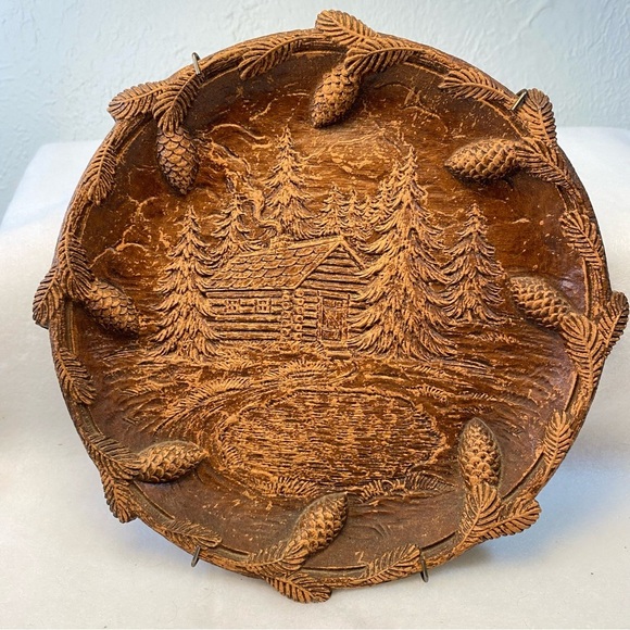 Rustic Cabin Pinecone Decorative Plate - Picture 1 of 8